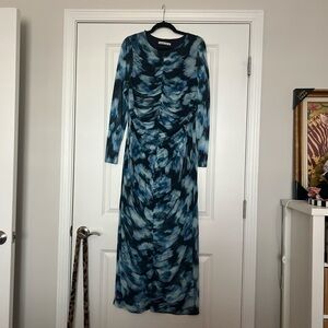 Abercrombie & Fitch Blue Tie-Dye Long Sleeve Dress